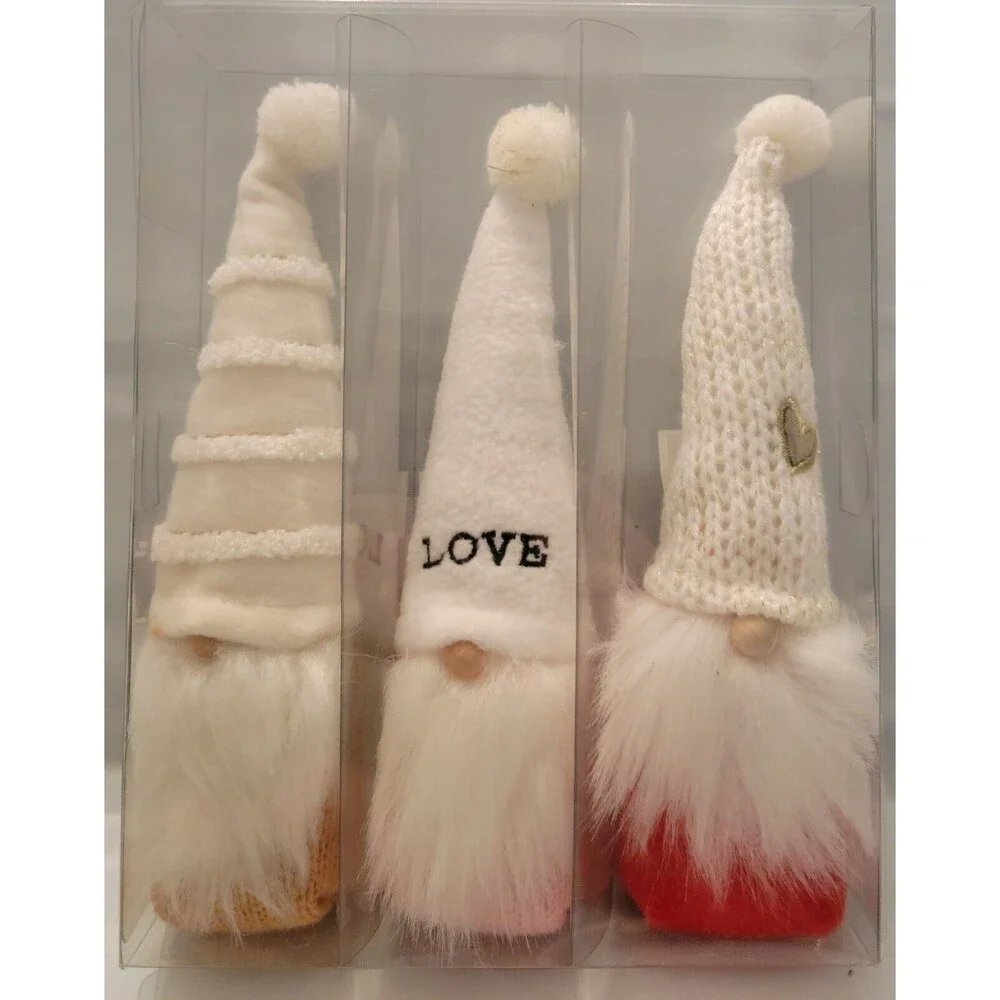 Spritz Valentine’s Day Standing Fabric Gnome Decor Set of 3 Beanie Red Pink Tan